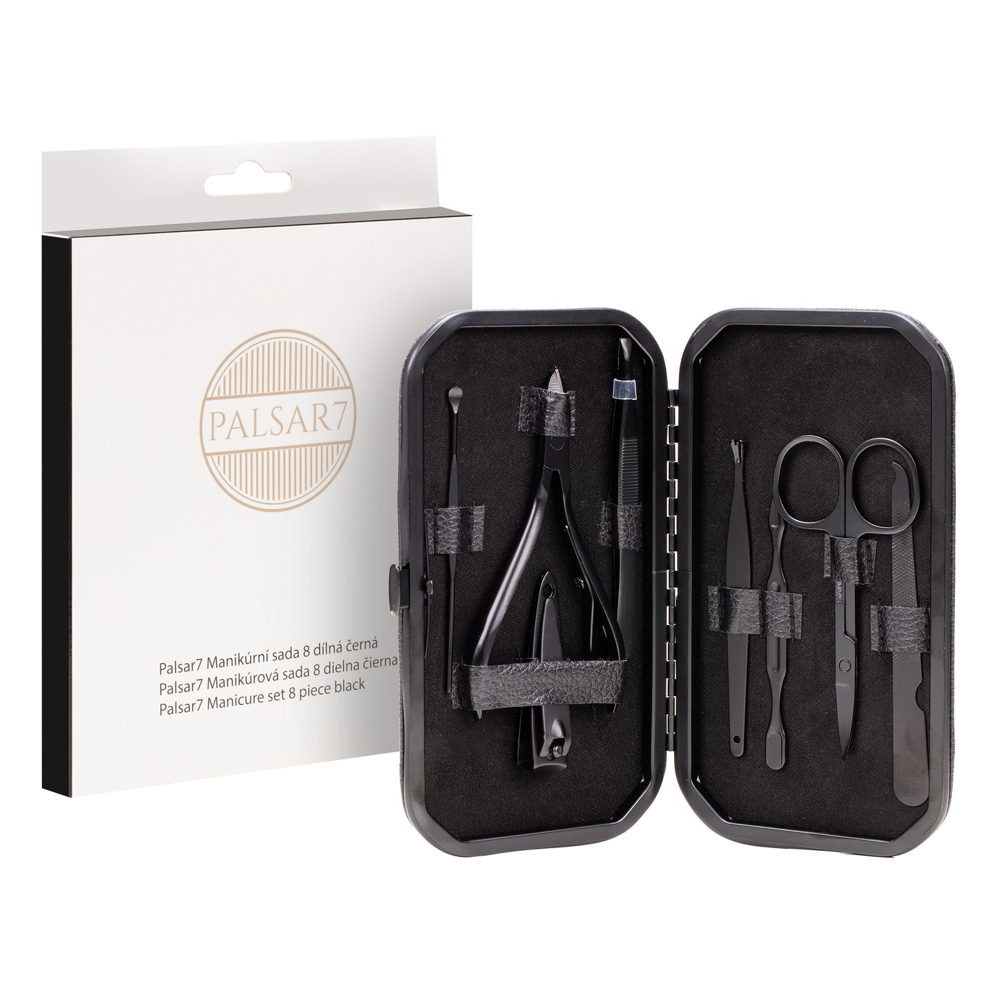 Manicure set 8 pieces (black)