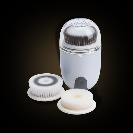 Compact electric skin cleansing brush 3in1