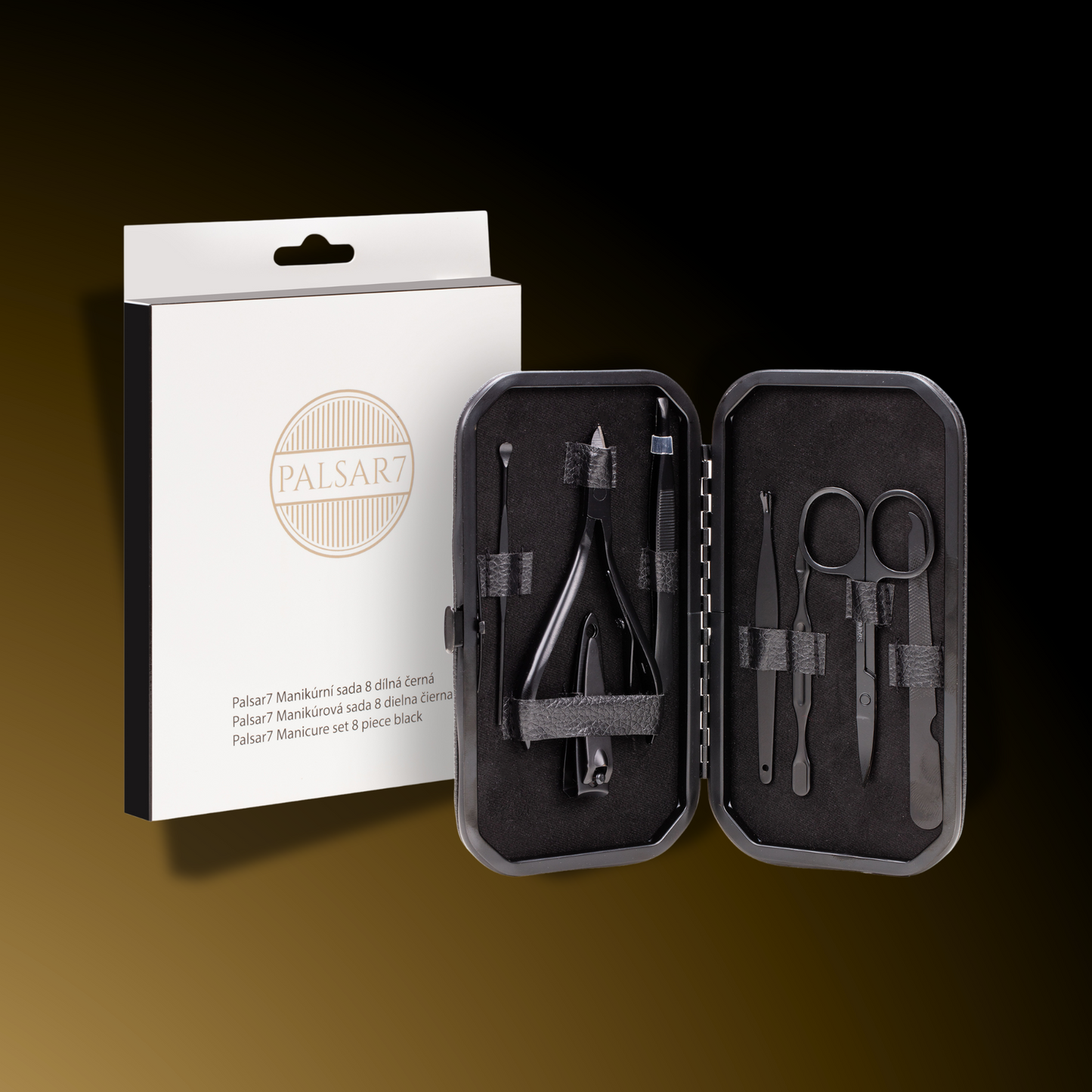 Manicure set 8 pieces (black)
